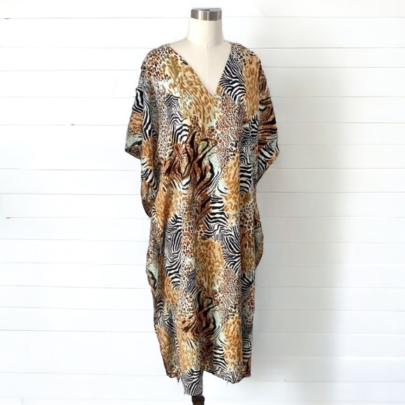Sante Animal Print Kaftan Mumu Kimono Dress, Women’s One Size Fits All - Picture 1 of 6